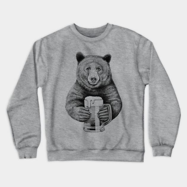 Bear Beer Crewneck Sweatshirt by HabbyArt